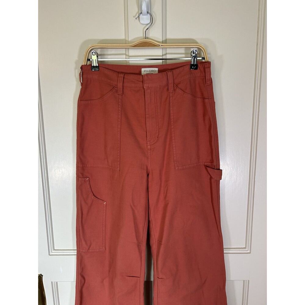 Pilcro Painted Puddle Flare Cargo Pants Womens Size 28 Burnt Orange Boho - Picture 5 of 14
